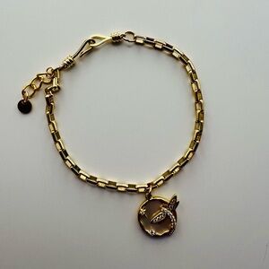 Gold Tone Bracelet with Opal Dragon Fly Charm